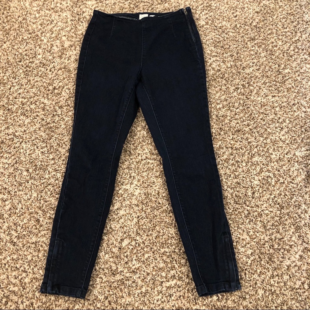 High waist denim cigarette pants